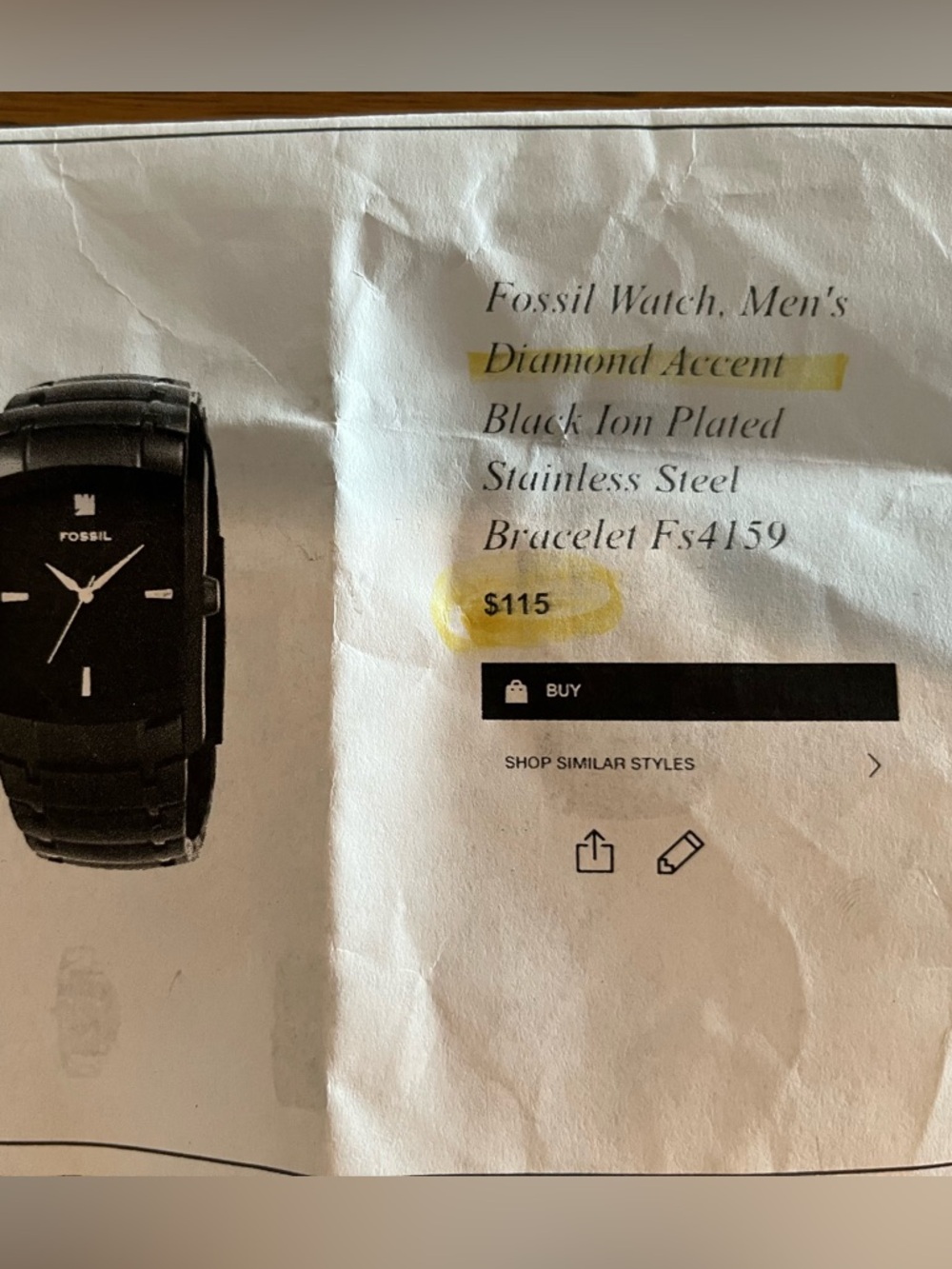 Fossil Men's Black Rectangular Stainless Steel Watch - Picture 7 of 7